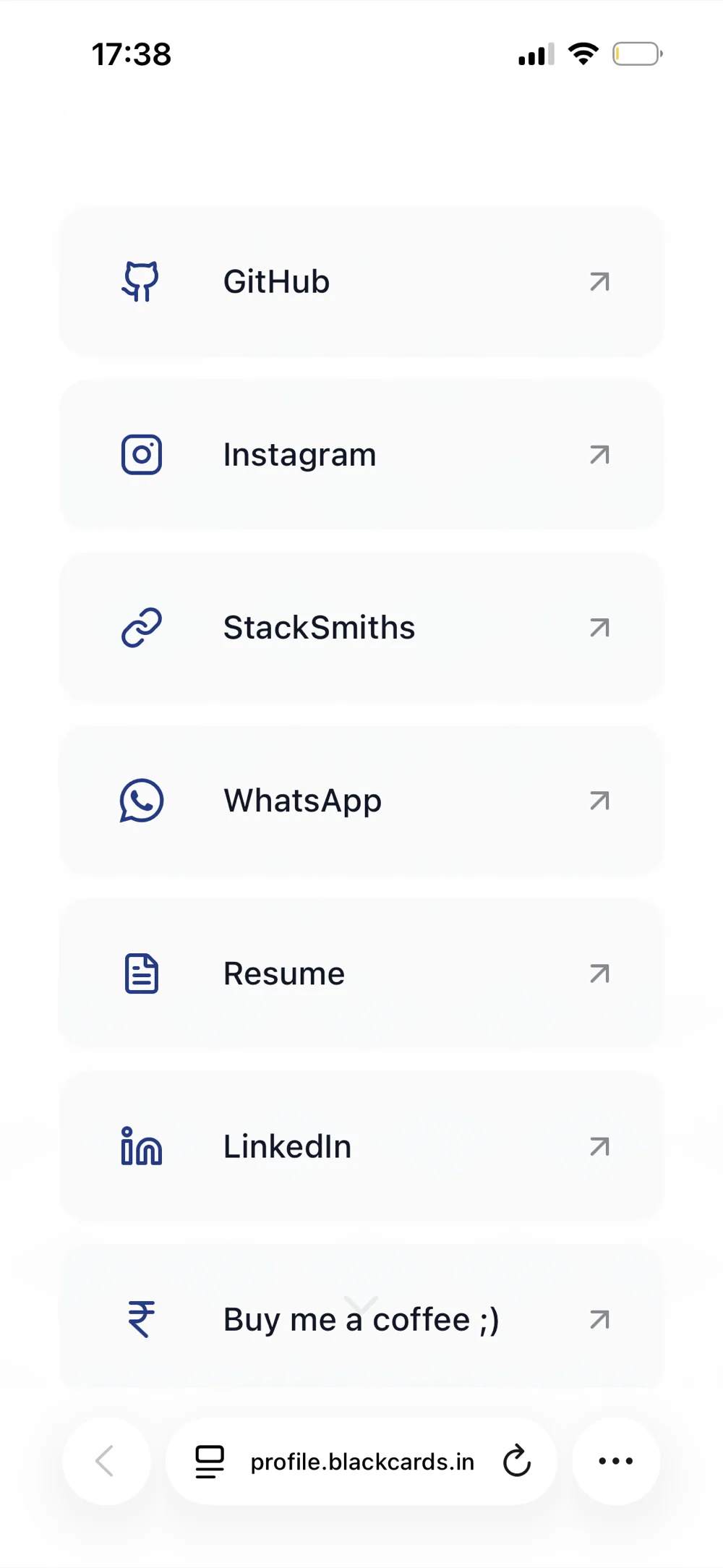 Profile social and resume links